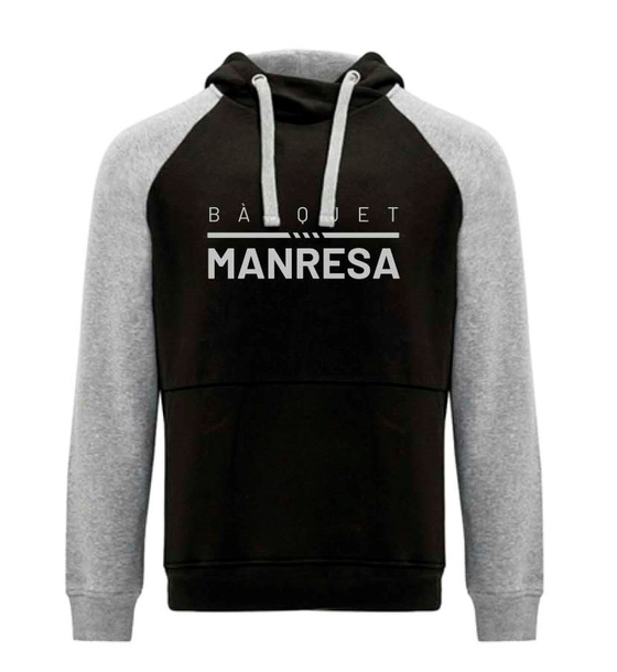 Bàsquet Manresa black bicolour hoodie Adult Size: XS