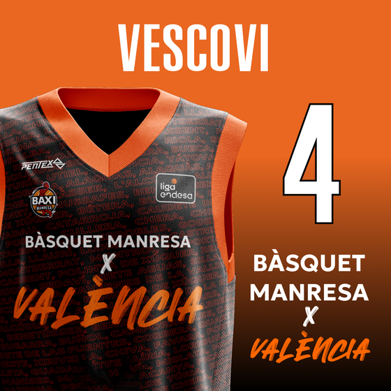 Boleto Santiago Vescovi Bàsquet Manresa x València Talla única: Unico