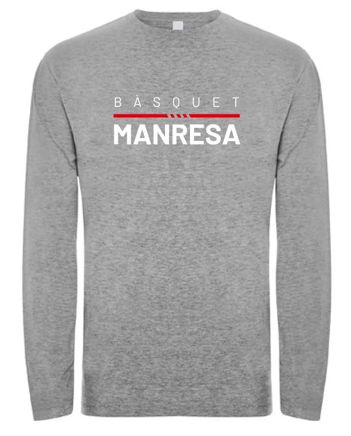 Bàsquet Manresa grey long sleeves tee Adult Size: S