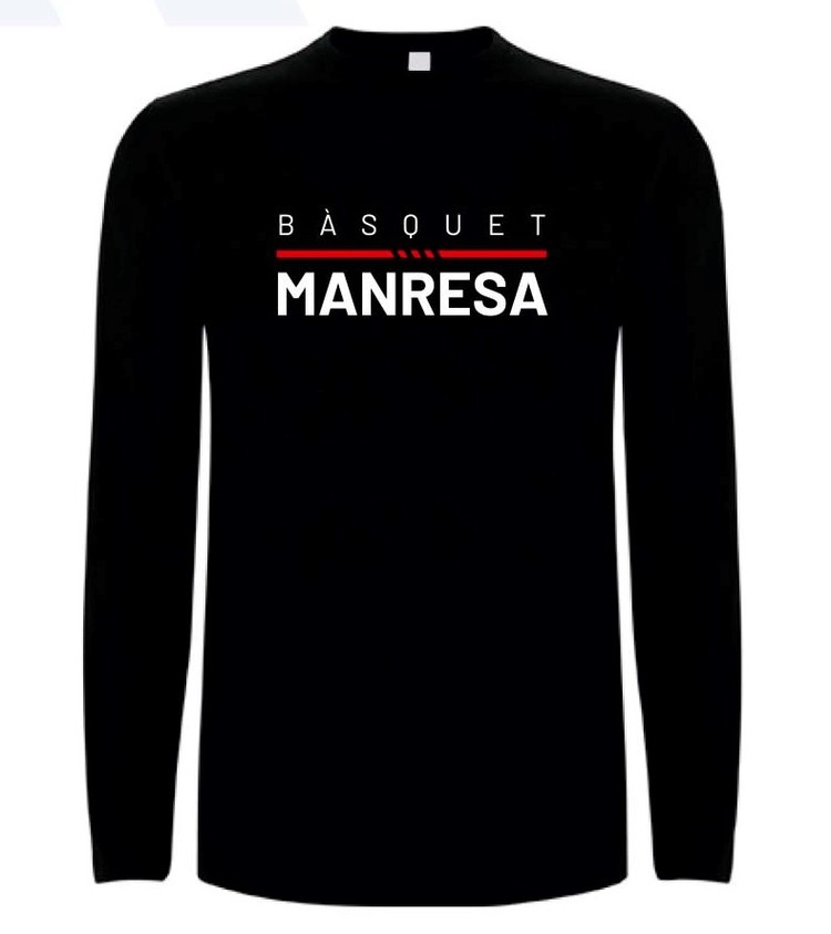 Bàsquet Manresa black long sleeves tee Adult Size: S
