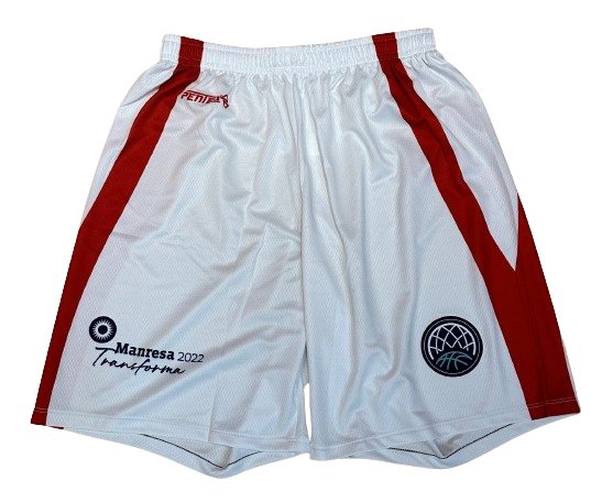 Pantalones blancos oficialesdel BAXI Manresa de la temporada 22-23 BCL Talla Adulto: L
